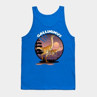 Gallimimus Dinosaur Design With Background Tank Top